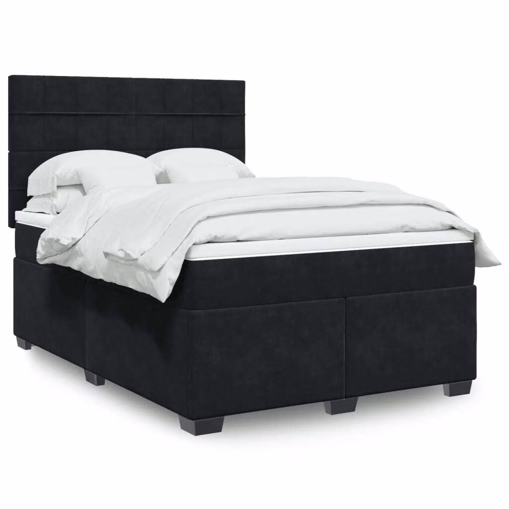 Maison Exclusive - Giroletto a Molle con Materasso Nero 160x200 cm in Velluto