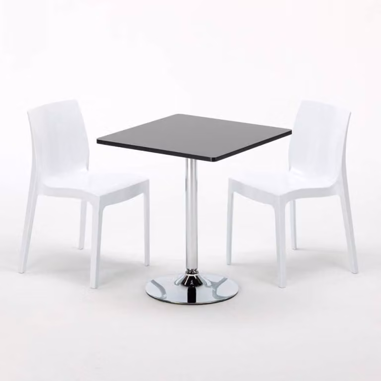 Tavolo quadrato nero e 2 sedie Set di aste per interni in polipropilene colorato Grand Soleil Ice Mojito - Bianco