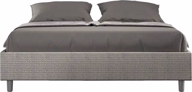 Letto Matrimoniale Azelia con Contenitore e Rete con Alzata Imbottito in Tessuto Grigio L: 172 cm, P: 202 cm, H: 39 cm