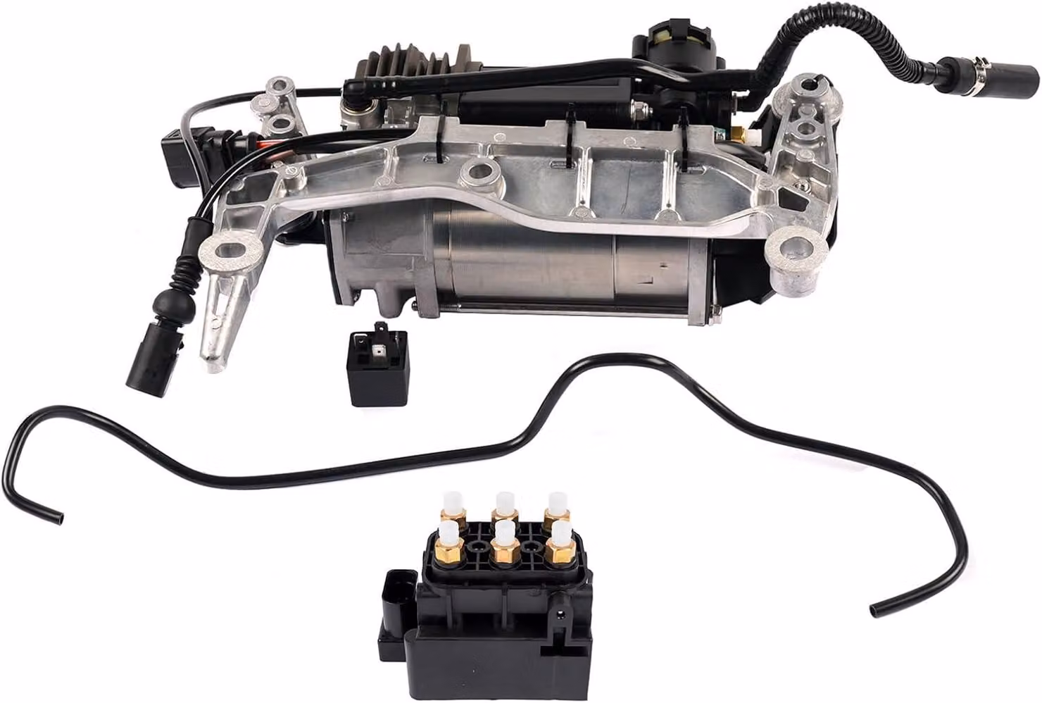 Compressore per sospensioni pneumatiche con valvola, compatibile con modelli Cayenne (9PA, 955) e Touareg (7LA, 7L6, 7L7) prodotti tra il 2002 e il 2010, codice ricambio 7L0698007C
