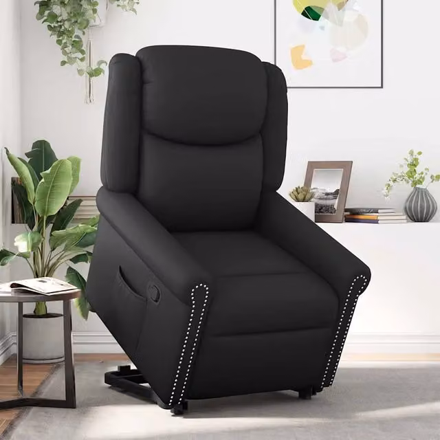 Poltrona Alzapersona Reclinabile vidaXL in Similpelle Nera Lucida con Assistenza Elettrica
