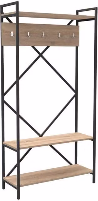 Scaffale ingresso con panca e appendiabiti Kety Effezeta Italia in metallo antracite H: 180 cm, L: 90 cm, P: 35 cm – 1