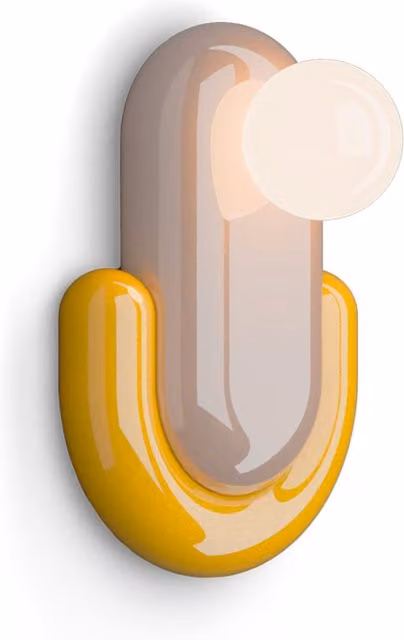Applique Ferroluce Eclair in Ceramica e Vetro Grigio, Beige e Giallo con Lampadina G9