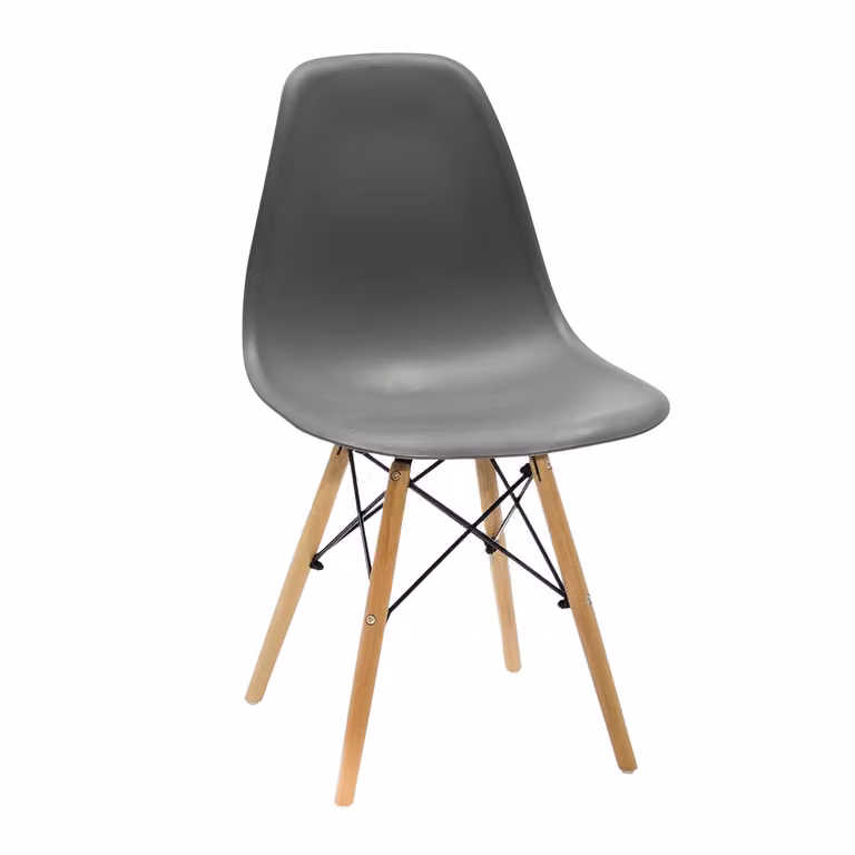 Sedia da pranzo Nordica VESTIAMO CASA in polipropilene grigio con gambe in legno di faggio H 82 x L 46 x P 49 cm