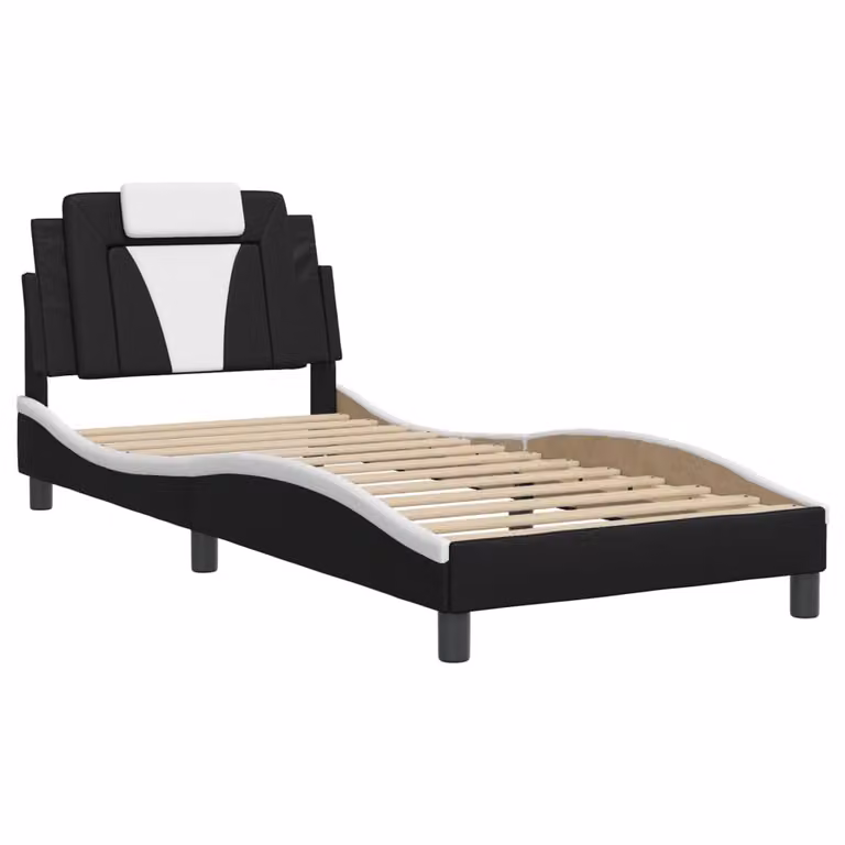 Giroletto Viana senza Materasso Nero e Bianco 80x200 cm in Pelle finta