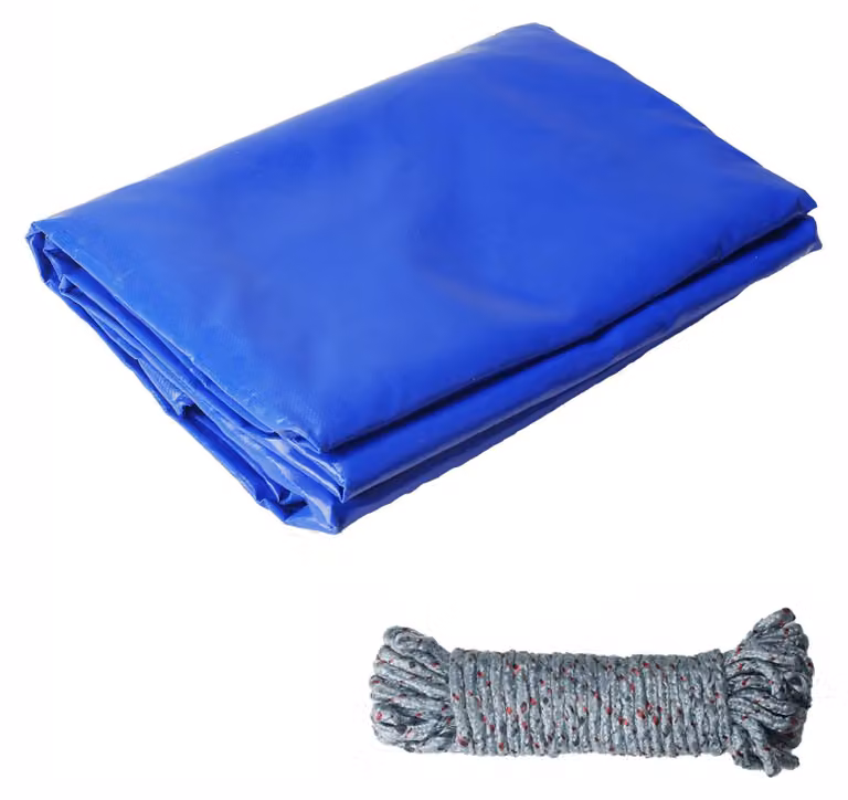 Telo coprienti di 3 x 4 metri, blu, impermeabile, 420 g/m², con anelli e 10 metri di corda
