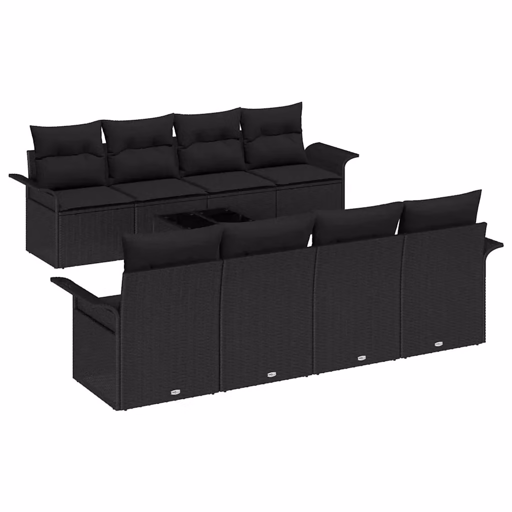 Set Divano da Giardino vidaXL 9 Pezzi Moderno con Cuscini Nero – 2