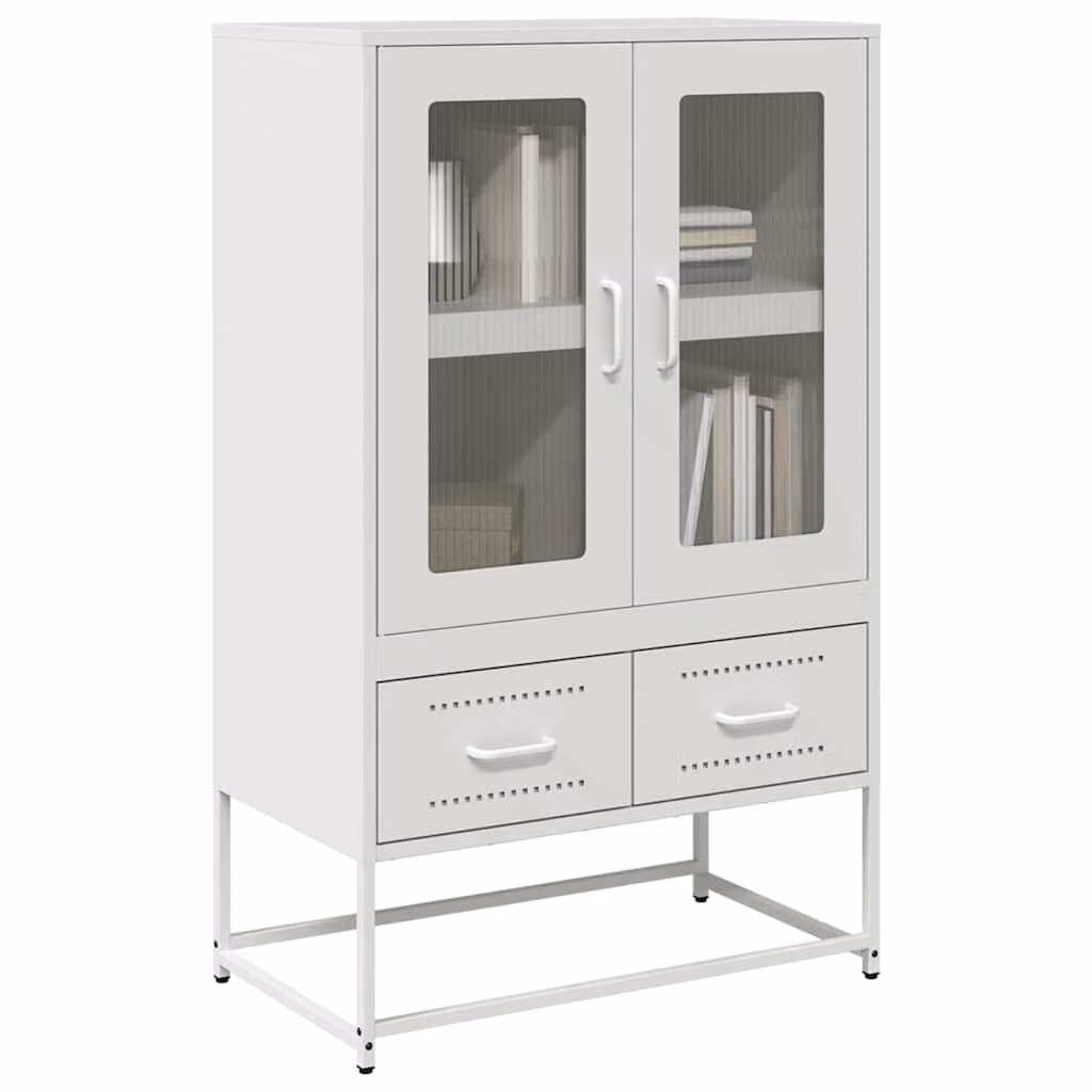 Credenza moderna vidaXL bianca con ante a battente e ripiani interni in metallo L 68 cm, P 39 cm, H 111,5 cm