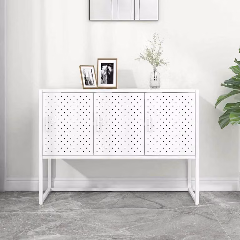 Credenza moderna vidaXL in metallo bianca L 105 cm, P 35 cm, H 75 cm