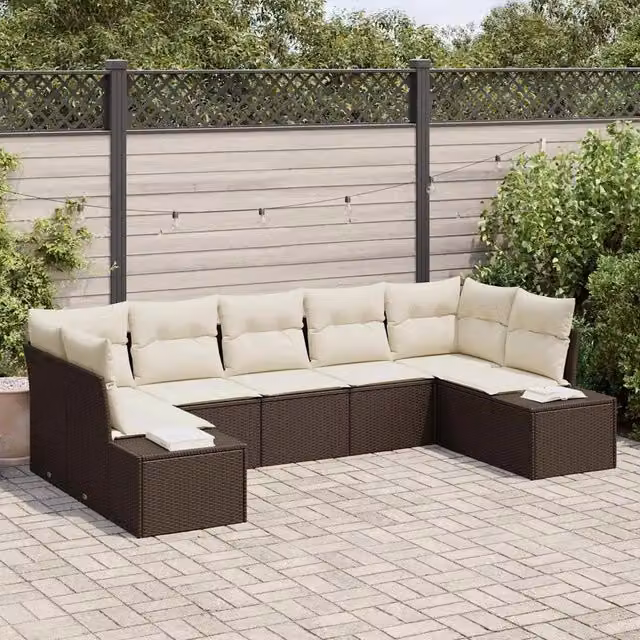 Set Divano da Giardino 7 pz Marrone polyrattan 3347208