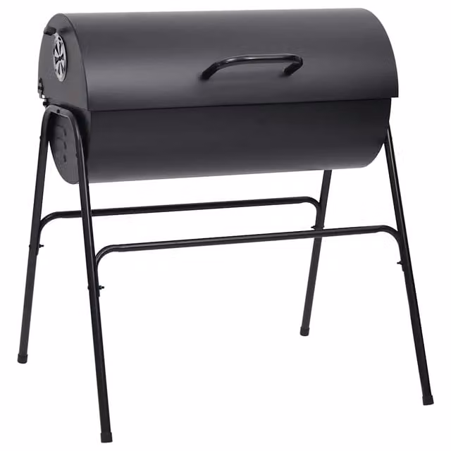 Barbecue a carbone vidaXL in acciaio nero con rastrelliera riscaldante L/P/H: 80 x 95 x 90 cm