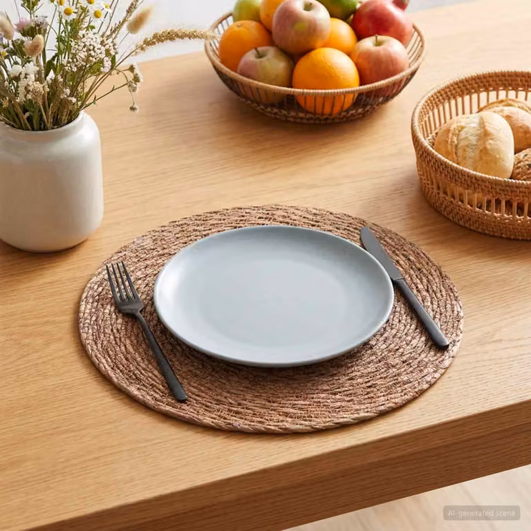 Set di 4 tovagliette rotonde vidaXL in erba marina marrone, diametro 30 cm