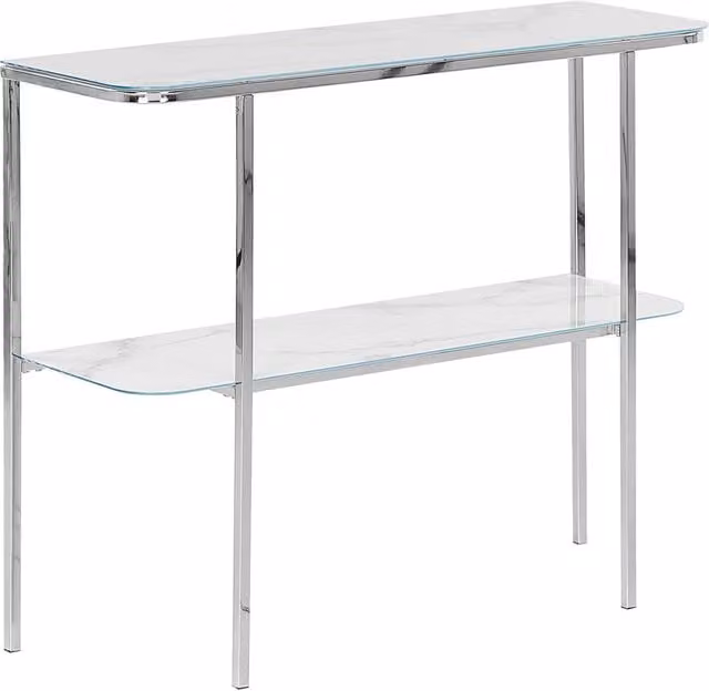 Consolle BELIANI Moderna in Vetro e Metallo Bianco e Argento per Soggiorno, Camera da Letto o Corridoio L: 100 cm, P: 35 cm