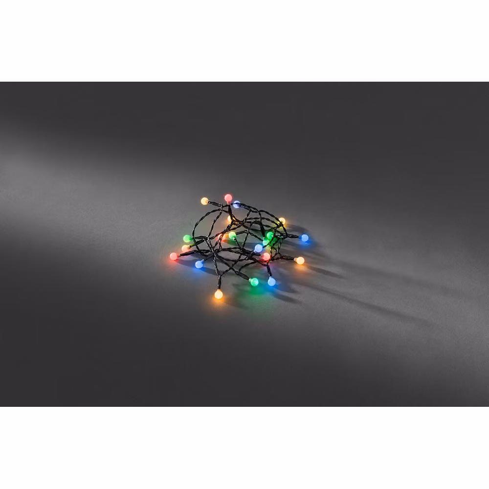 Ghirlanda luminosa a LED con diodi rotondi, timer, 20 diodi colorati, alimentata a batterie