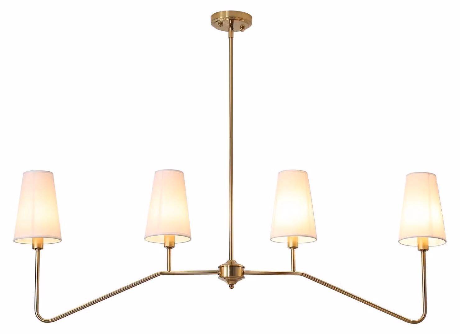 Lampada a sospensione, 120 cm, 4 luci, dorata/bianca, attacco E14, 160 W
