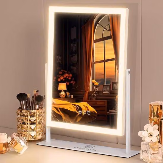Specchio da trucco con illuminazione regolabile e comandi touch intelligenti