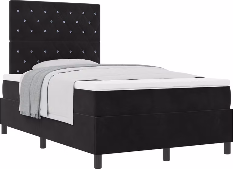 SYFAX™ Letto a molle con materasso Nero 120 x 200 cm Tessuto
