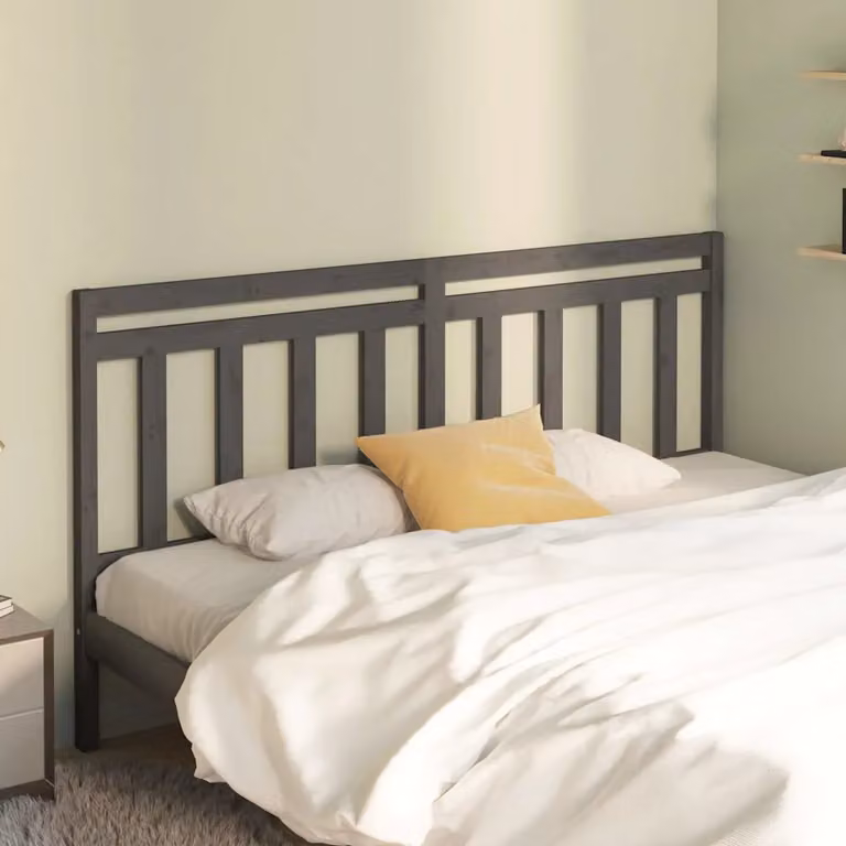 Testiera per letto vidaXL in legno massello di pino, colore grigio, L: 186 cm, H: 100 cm, P: 4 cm