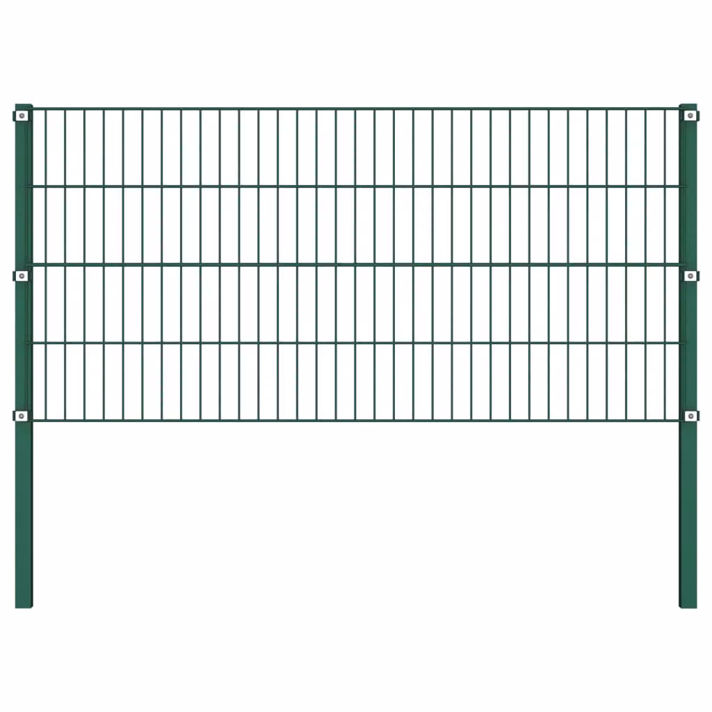 vidaXL Elemento di recinzione con paletti in ferro 522 x 80 cm Verde