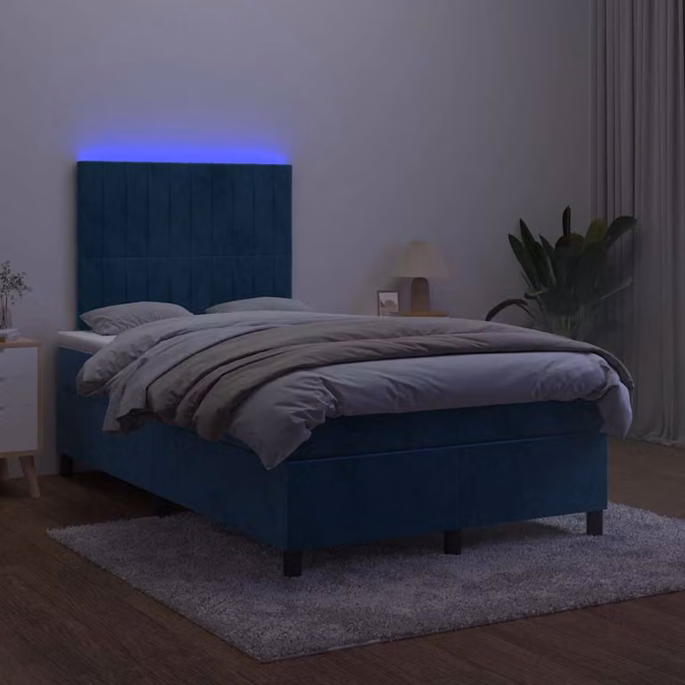 Letto Ibrido vidaXL in Velluto Blu con Illuminazione LED e Porte USB, L/P/H: 193 x 120 x 128 cm