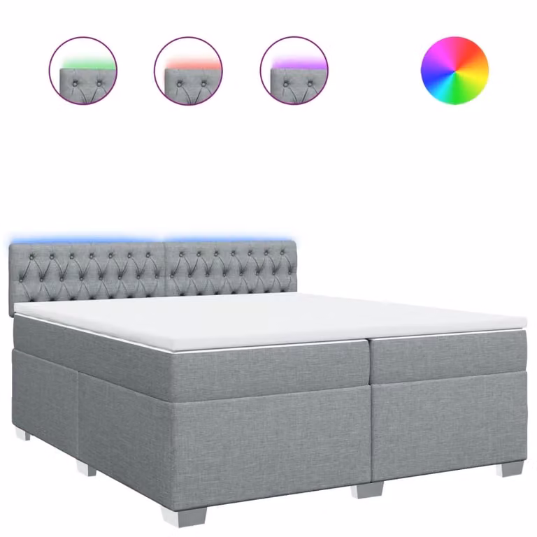 Giroletto a Molle con Materasso Grigio Chiaro 200x200cm Tessuto
