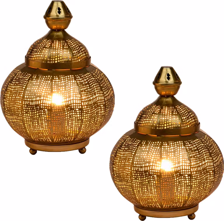set di 2 lampade da tavolo decorative orientali Lampada da comodino Jamala Gold