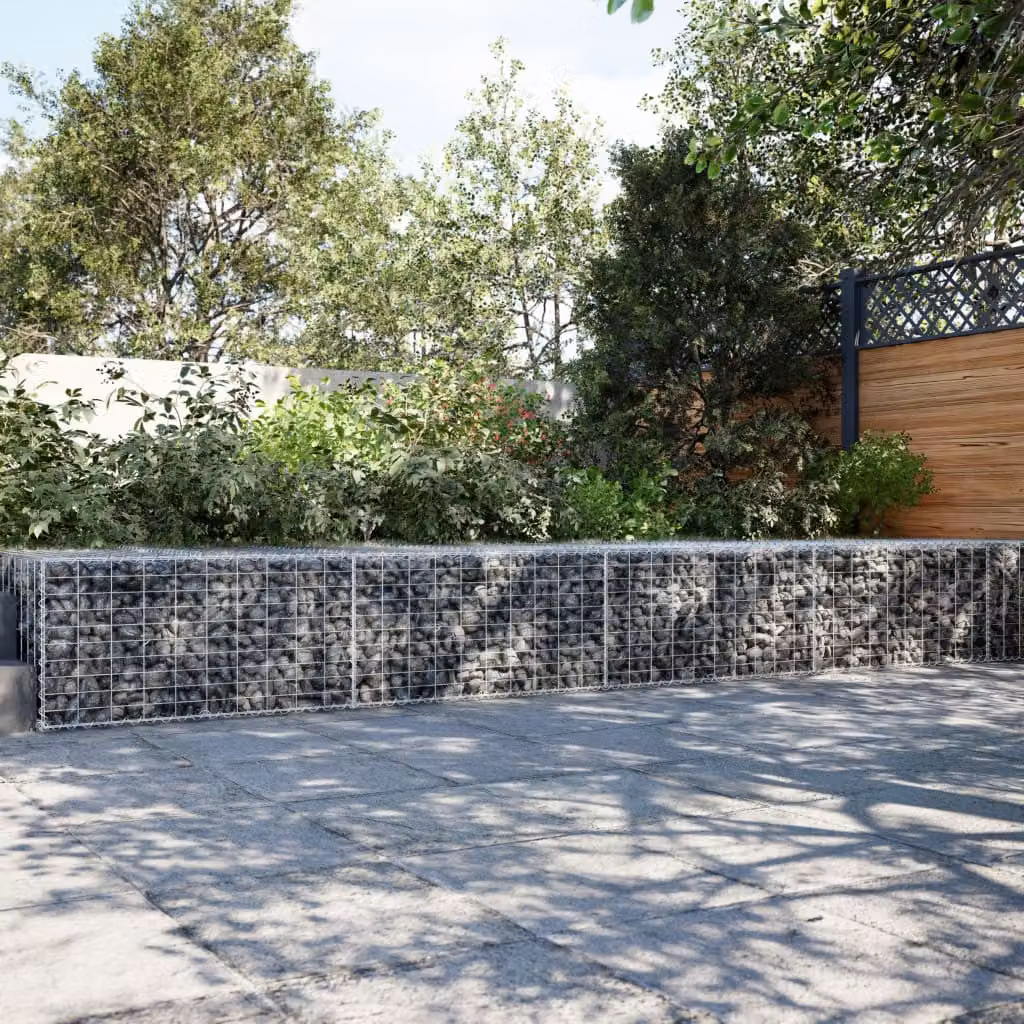 vidaXL Cesto Gabbione con Copertura in Ferro Zincato Grigio L: 600 cm, P: 100 cm, H: 50 cm – 1