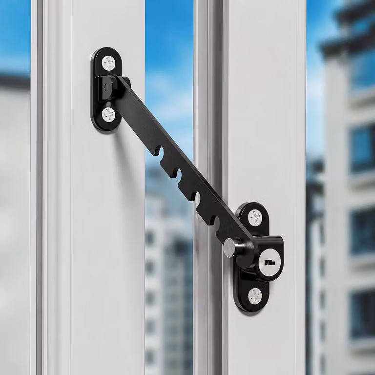 INF Limitatore finestra 5 posizioni acciaio 16cm ventilazione casa 2 pezzi Nero