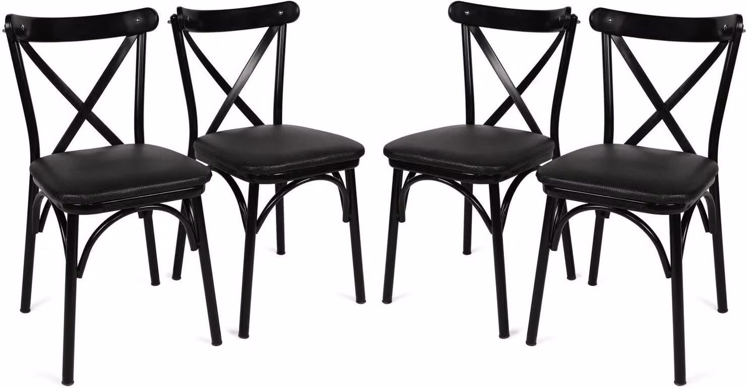 Skye Decor, Ekol 1331 V4, set di sedie (4 pezzi), nero, 100% PANNELLI DI PARTICELLE RIVESTITI IN MELAMMINA, 42 x 40 x 81 cm