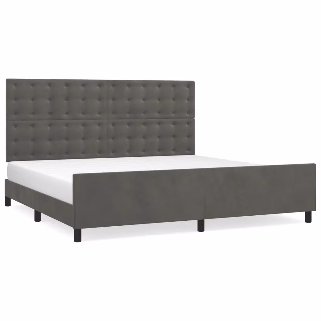 Giroletto vidaXL in velluto grigio scuro con struttura in legno di larice L/P/H: 200 x 203 x 128 cm – 2