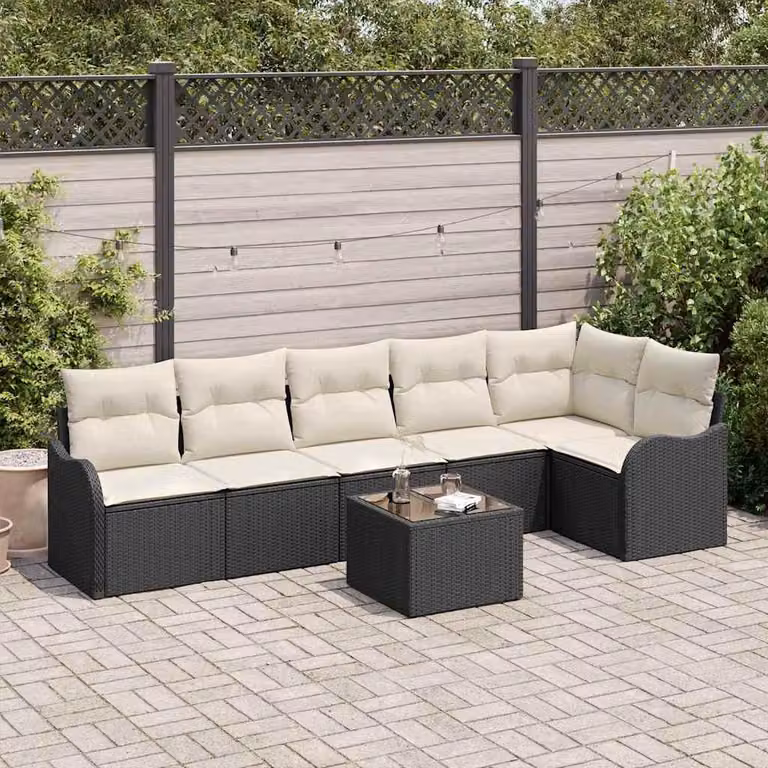 Maison Exclusive - Set Divano da Giardino Nero polyrattan