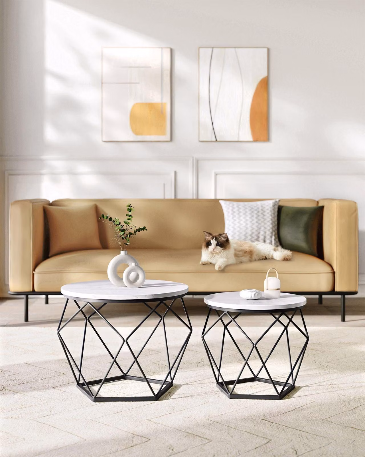 Set di due tavolini rotondi – tavolini moderni – dimensioni 60 x 45 cm e 50 x 40 cm