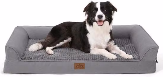 Letto ortopedico per cani di grandi dimensioni COZY KISS, divano con imbottitura in schiuma, copertura rimovibile lavabile e fondo antiscivolo, colore grigio