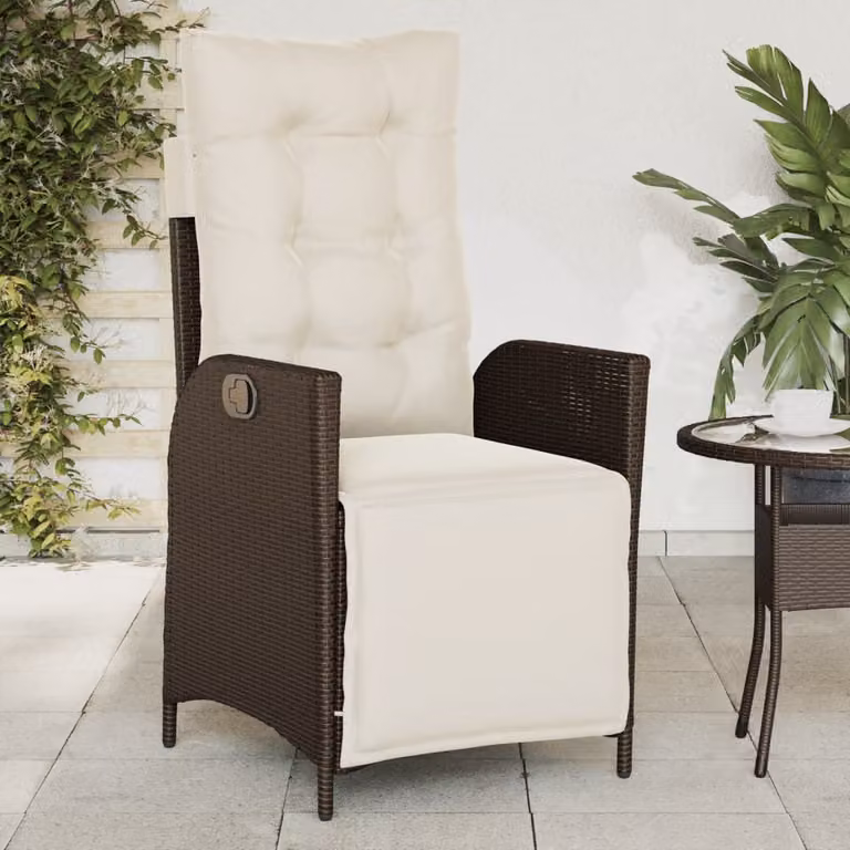 vidaXL Sedia Reclinabile da Giardino con Poggiapiedi in Polyrattan e Metallo, Marrone