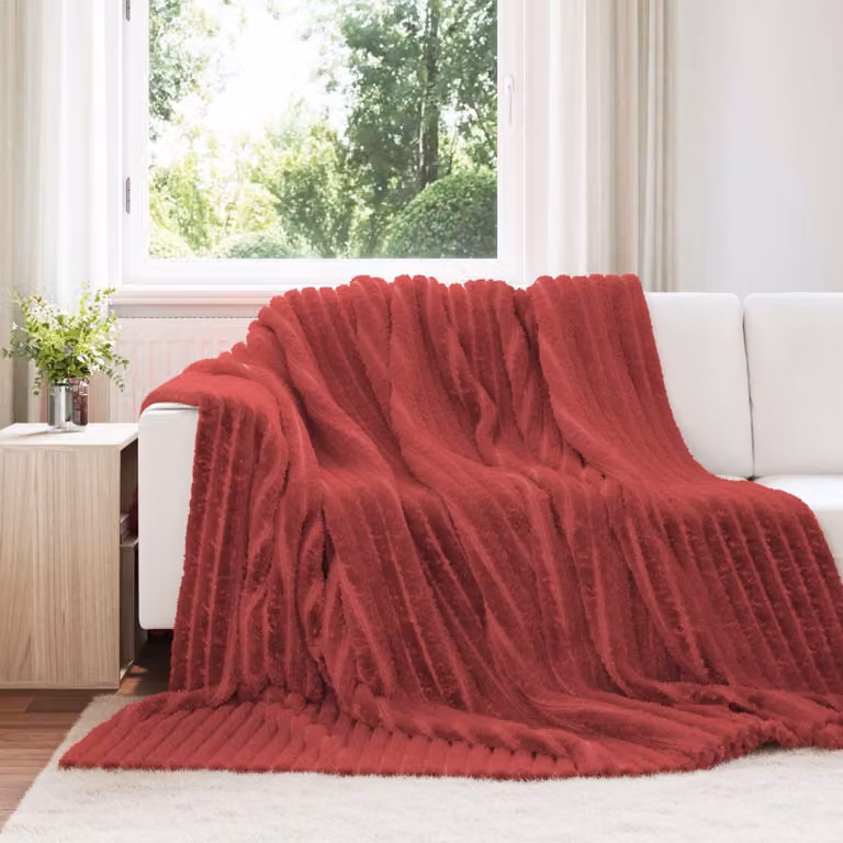 Set di 6 coperte in pile vidaXL colore rosso bordeaux, L 270 x P 240 cm