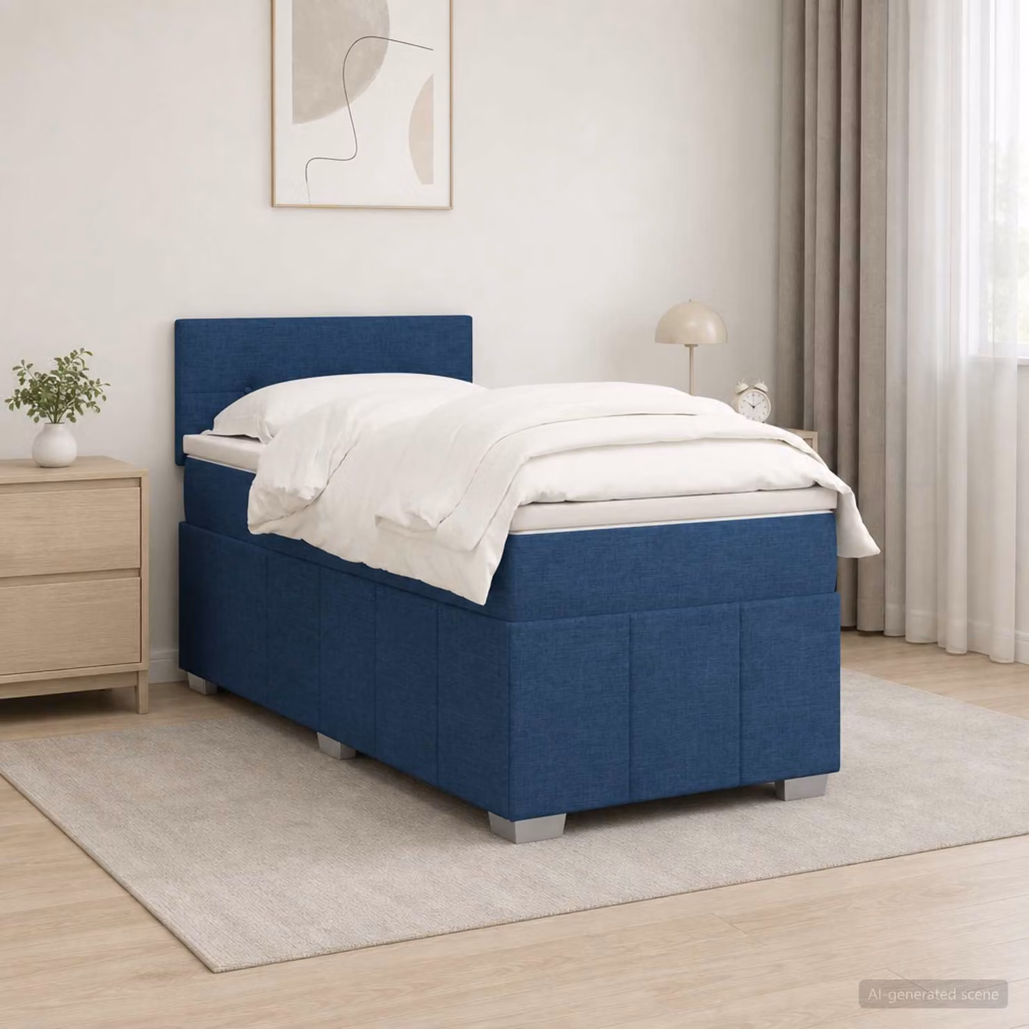 Letto box spring con materasso ibrido vidaXL Blu e Bianco L/P: 200 x 100 cm