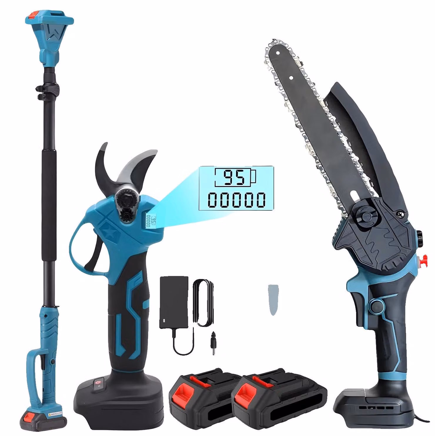 Potatori elettrici, motore brushless da 1000W, regolazione telescopica della lunghezza, dotati di 2 batterie