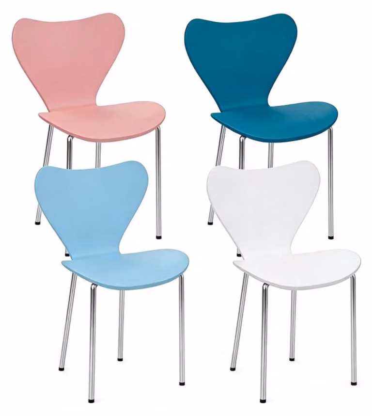 Sedie da pranzo - Set di 4 - Sedie per cucina - Impilabili - Struttura in metallo - Senza braccioli - Design moderno e minimalista - 45,5 x 40 x 82,5 cm - Rosa/Blu
