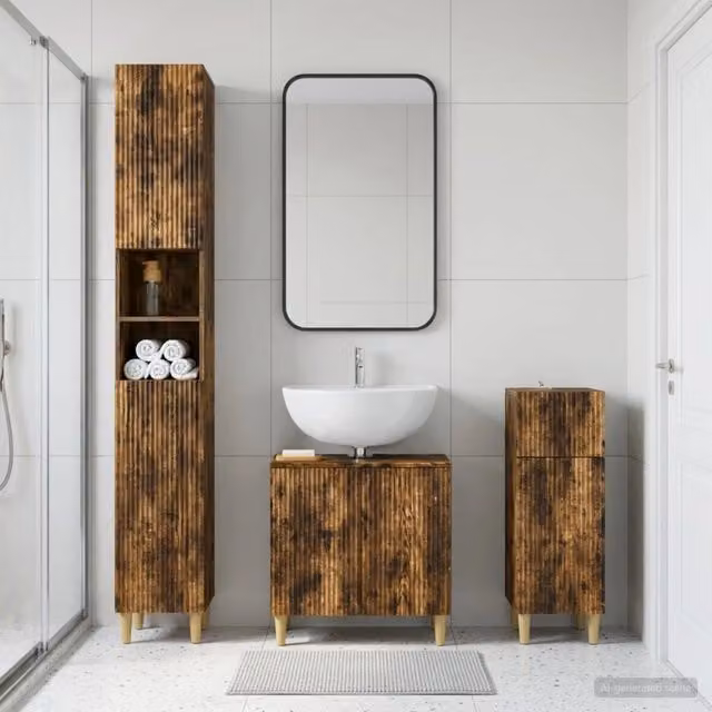 Set di armadietti da bagno in 3 pezzi ARNHEM Rovere Fumo 3417851