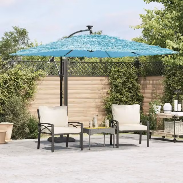 Ombrellone da giardino Videx blu con palo centrale in acciaio e copertura in poliestere L/P/H: 269 x 269 x 235 cm – 1