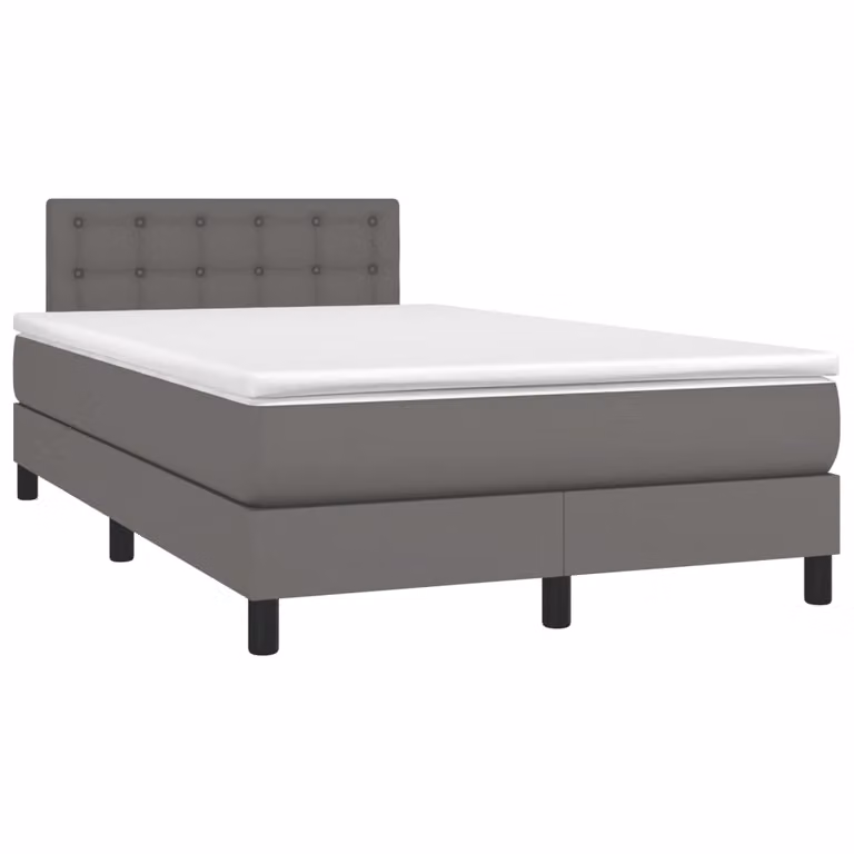 Giroletto a Molle con Materasso Grigio 120x190 cm in Pelle finta