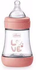 Biberon Chicco Perfect 5 in polipropilene con flusso lento per neonati 0-3 mesi, colore rosa, 150 ml