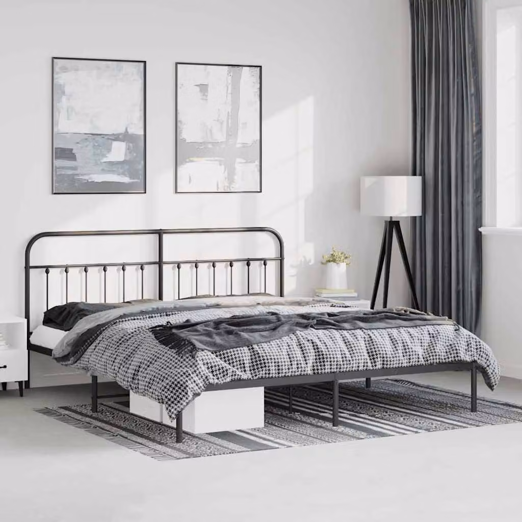 Giroletto con testiera in metallo vidaXL colore nero L: 198 cm, P: 207 cm