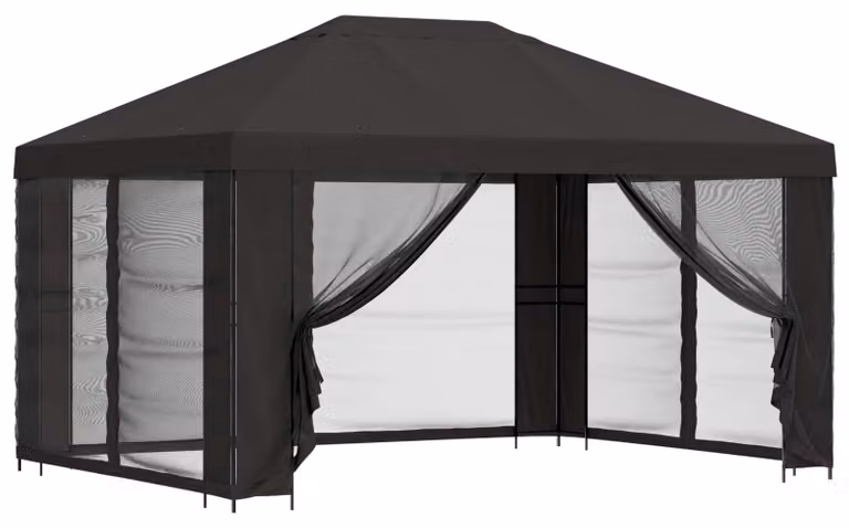 Gazebo da giardino con pareti laterali 4 × 3 m Antracite