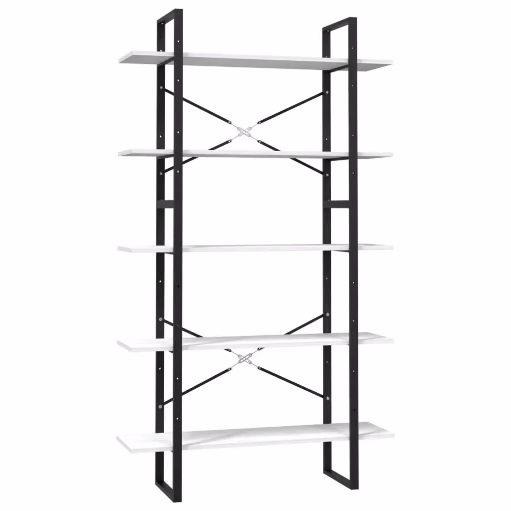 Libreria Design Mania in Legno di Pino e Metallo, 5 Ripiani, Stile Industrial, Bianca, L 100 cm x P 30 cm x H 175 cm – 2