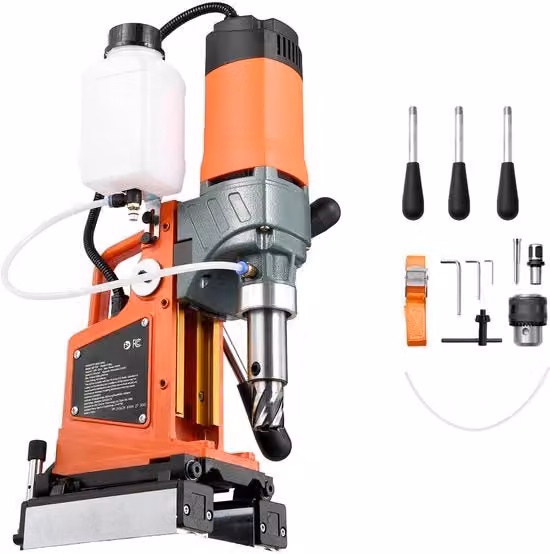 Trapano Magnetico Merkloos da 1400W Arancione con Capacità di Foro 50 mm e Velocità Variabile 0-850 giri/min