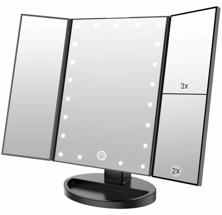 Specchio da trucco WEILY con illuminazione, ingrandimento 1X/2X/3X, controllo touch