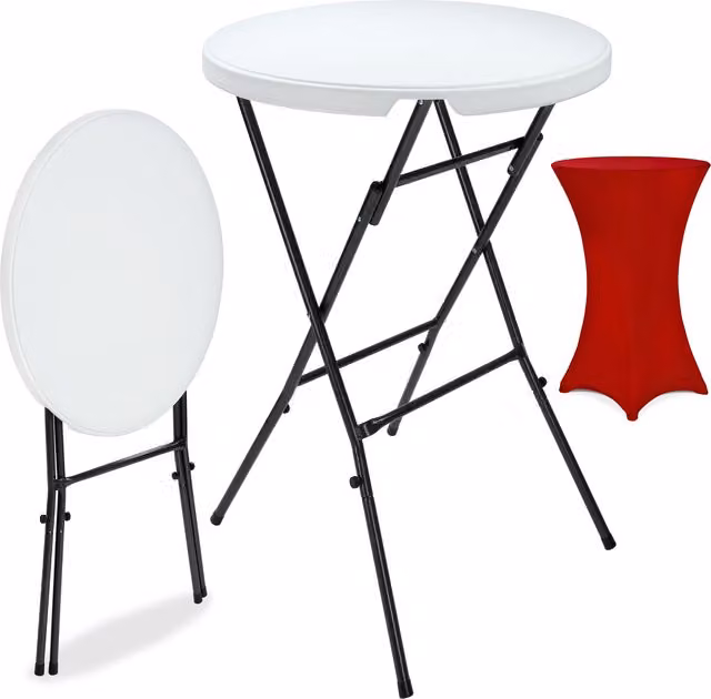 Tavolo da bar rotondo Casaria bianco con copertura bordeaux Ø72 cm e Ø70 cm