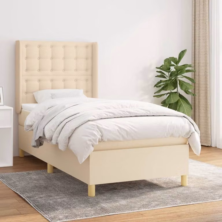 Maison Exclusive - Giroletto a Molle con Materasso Crema 80x200 cm inTessuto