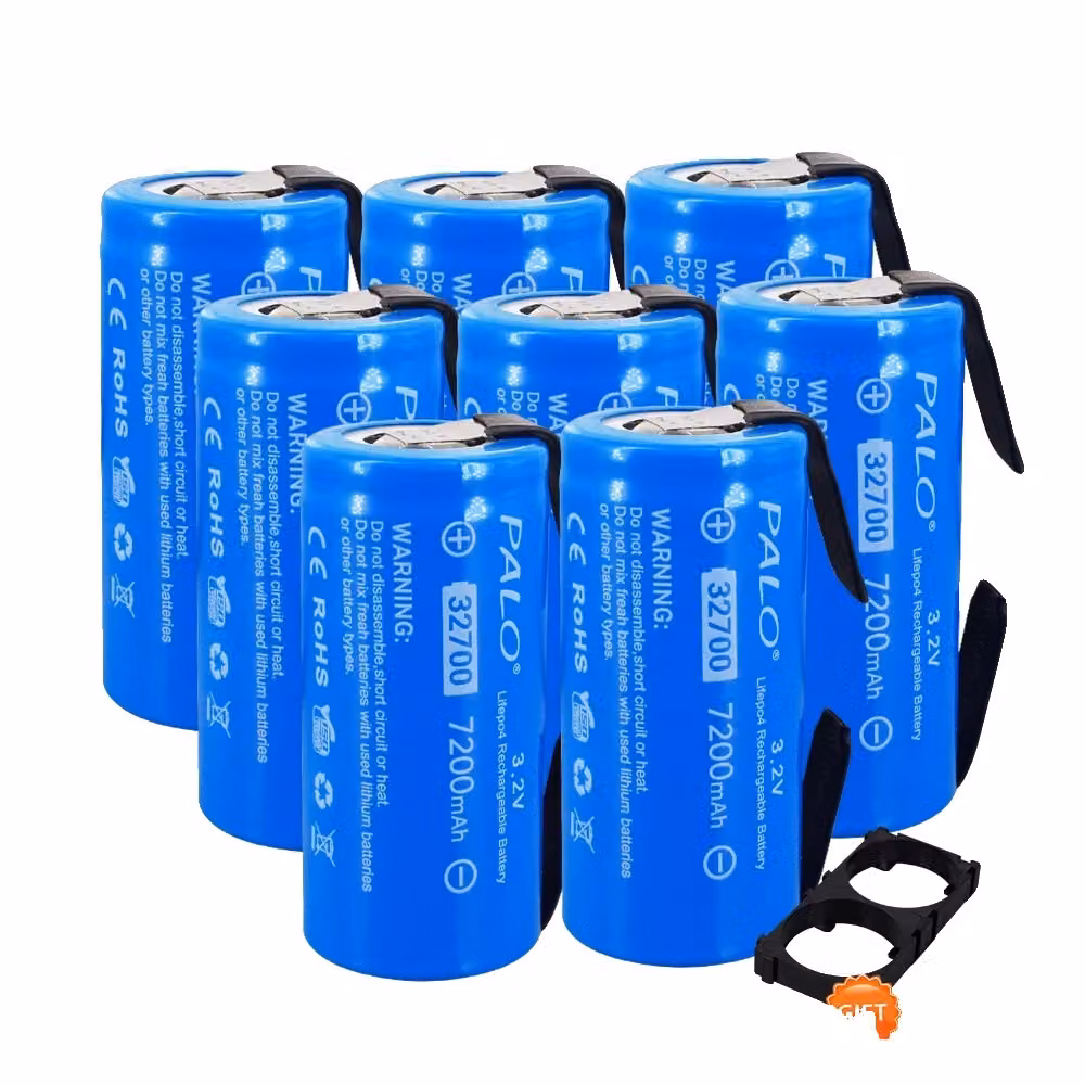 Batterie PALO LiFePO4, capacità 7200mAh, scarica continua di 35A, confezione da 8 pezzi